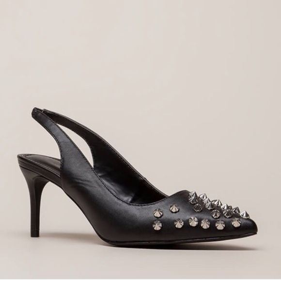 Liliana Shoes - EUC Liliana Black Studded Pointy Slingback Heel